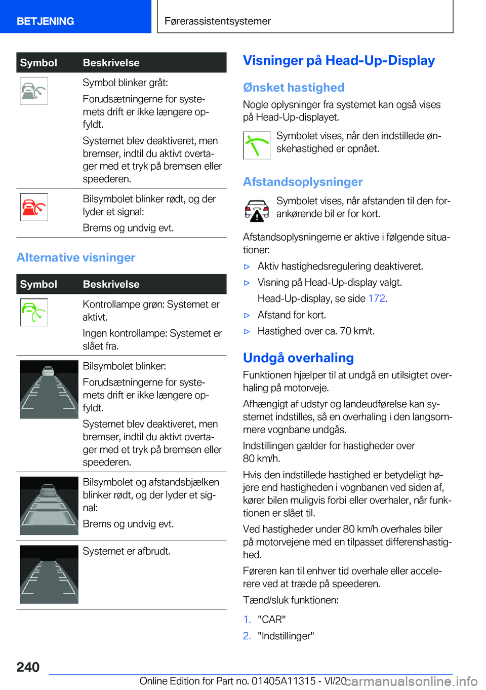BMW 5 SERIES 2021  InstruktionsbØger (in Danish) �S�y�m�b�o�l�B�e�s�k�r�i�v�e�l�s�e�S�y�m�b�o�l��b�l�i�n�k�e�r��g�r�å�t�:
�F�o�r�u�d�s�æ�t�n�i�n�g�e�r�n�e��f�o�r��s�y�s�t�ej
�m�e�t�s��d�r�i�f�t��e�r��i�k�k�e��l�æ�n�g�e�r�e��o�pj
�f�y�l
