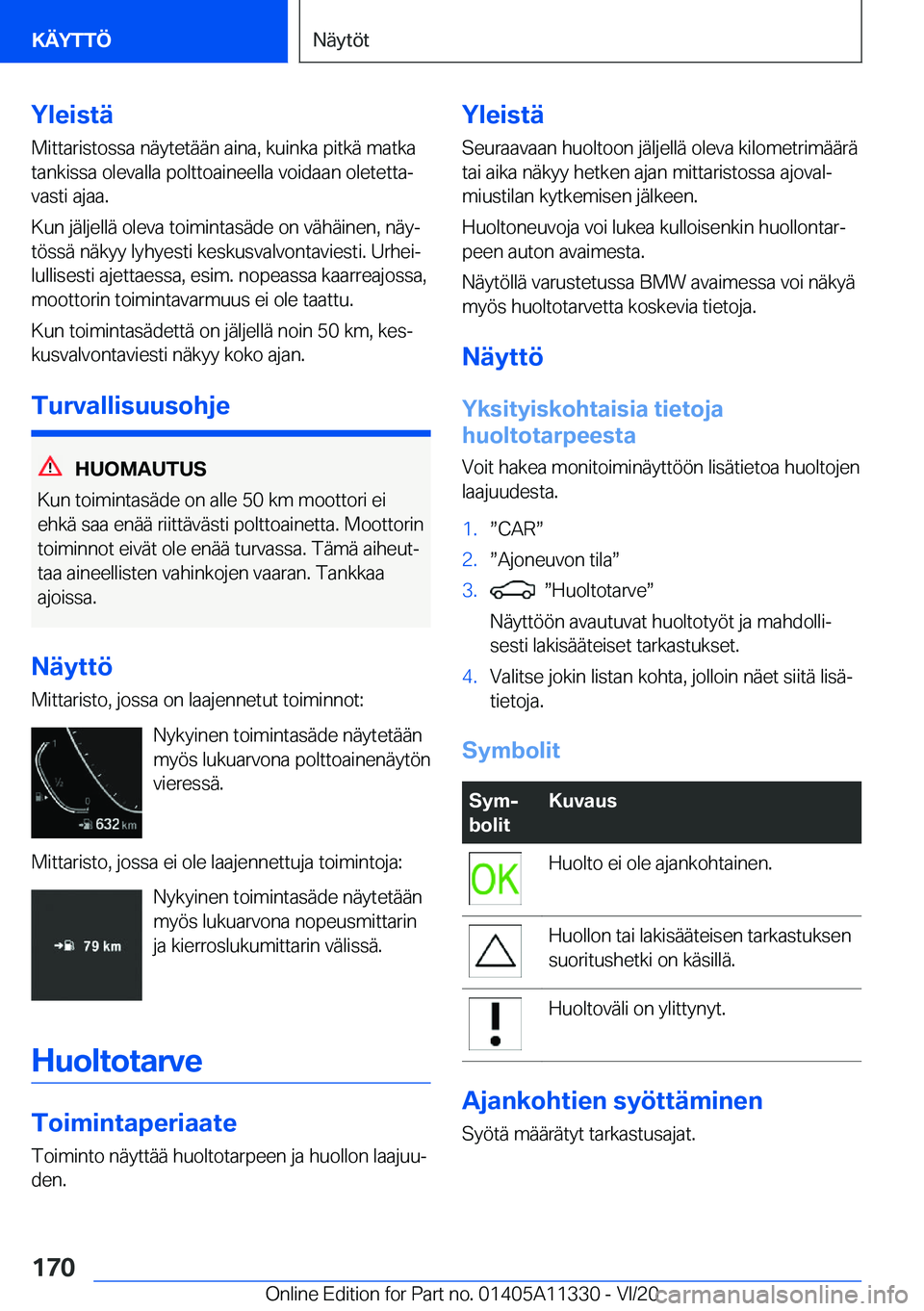 BMW 5 SERIES 2021  Omistajan Käsikirja (in Finnish) �Y�l�e�i�s�t�