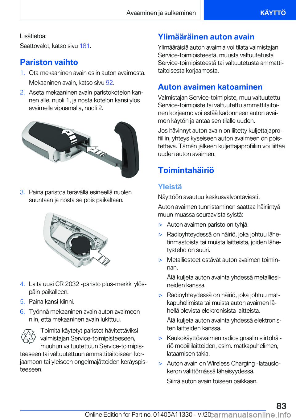 BMW 5 SERIES 2021  Omistajan Käsikirja (in Finnish) �L�i�s�