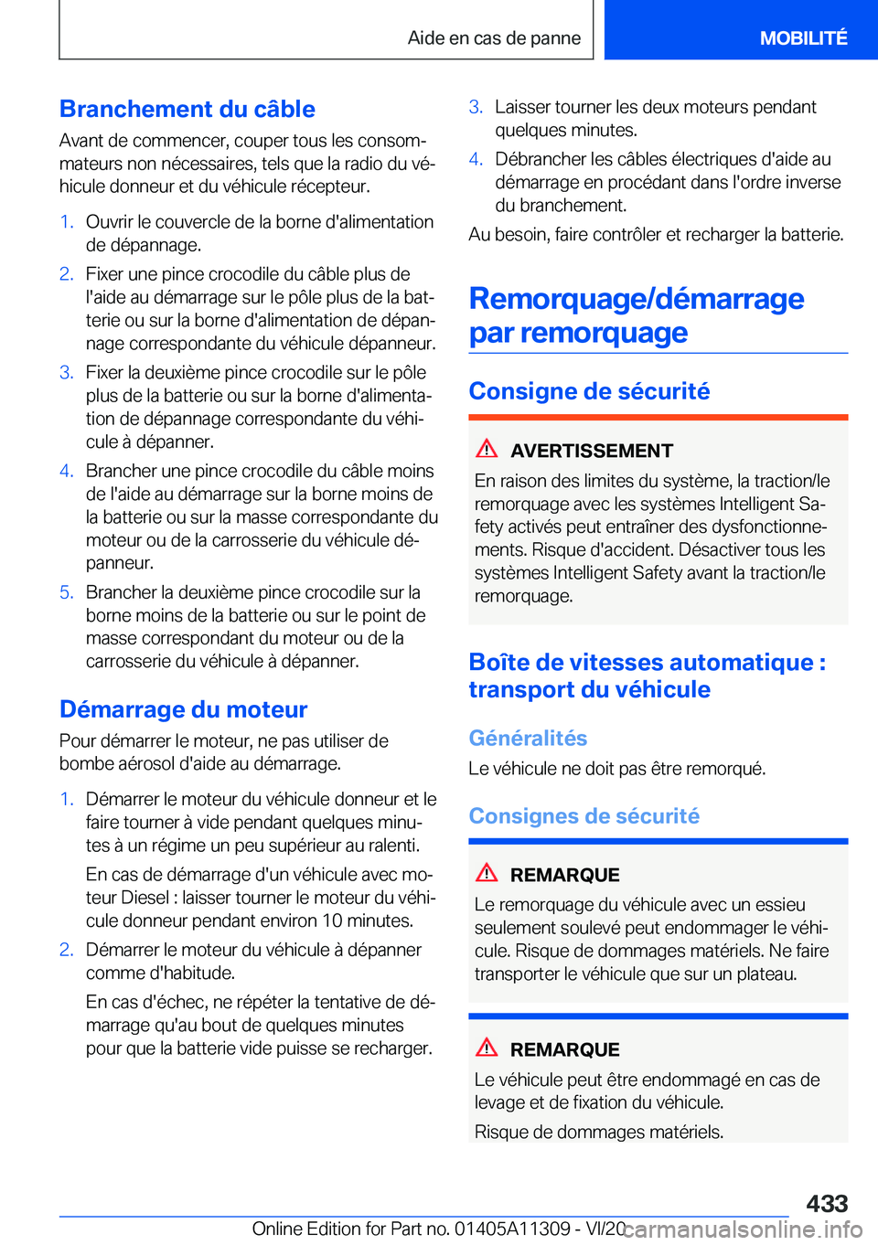 BMW 5 SERIES 2021  Notices Demploi (in French) �B�r�a�n�c�h�e�m�e�n�t��d�u��c�