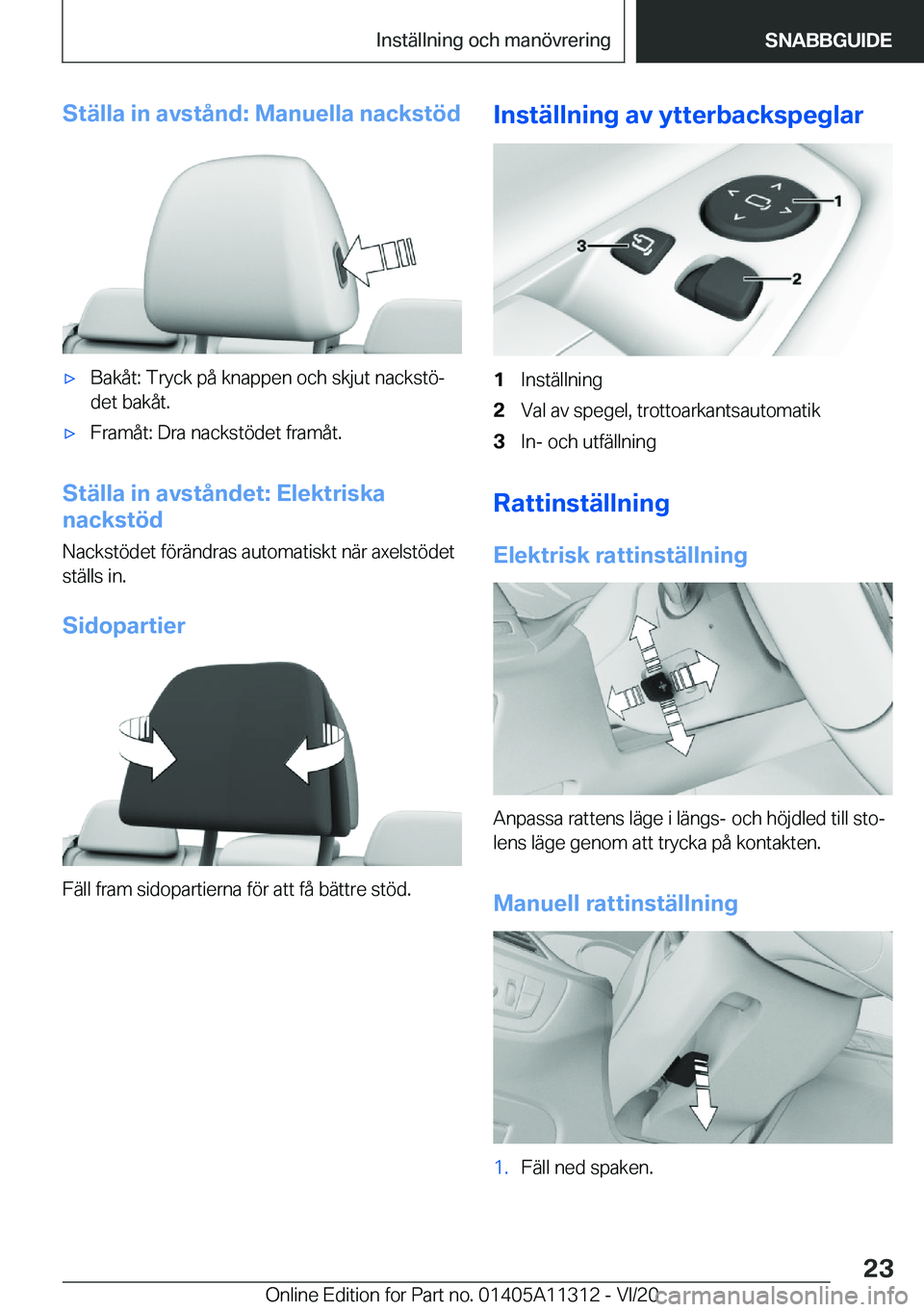 BMW 5 SERIES 2021  InstruktionsbÖcker (in Swedish) �S�t�ä�l�l�a��i�n��a�v�s�t�å�n�d�:��M�a�n�u�e�l�l�a��n�a�c�k�s�t�