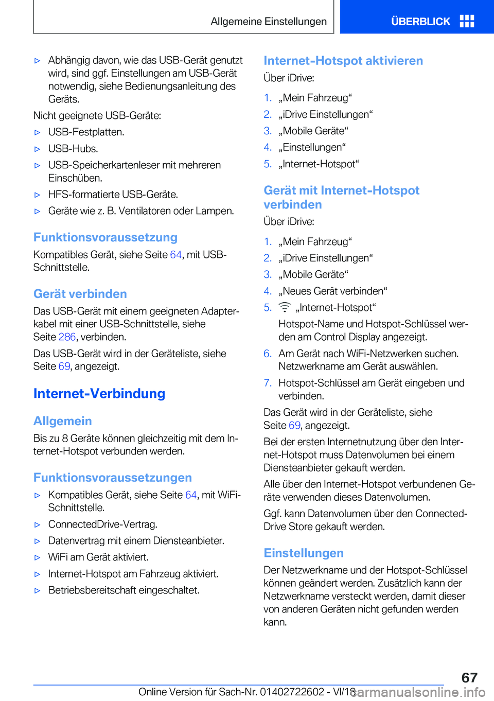 BMW 5 SERIES 2019  Betriebsanleitungen (in German) x�A�b�h�