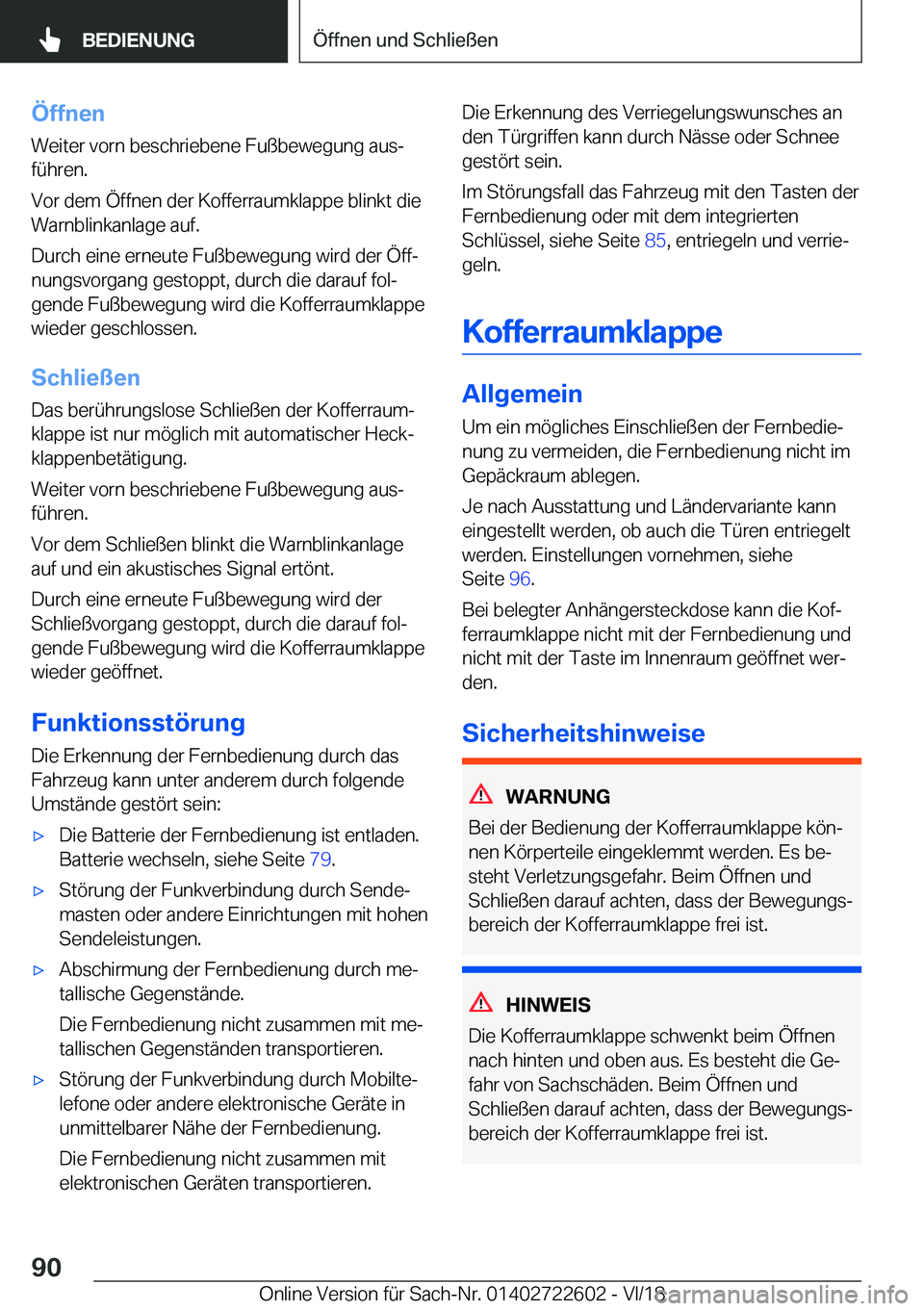 BMW 5 SERIES 2019  Betriebsanleitungen (in German) �