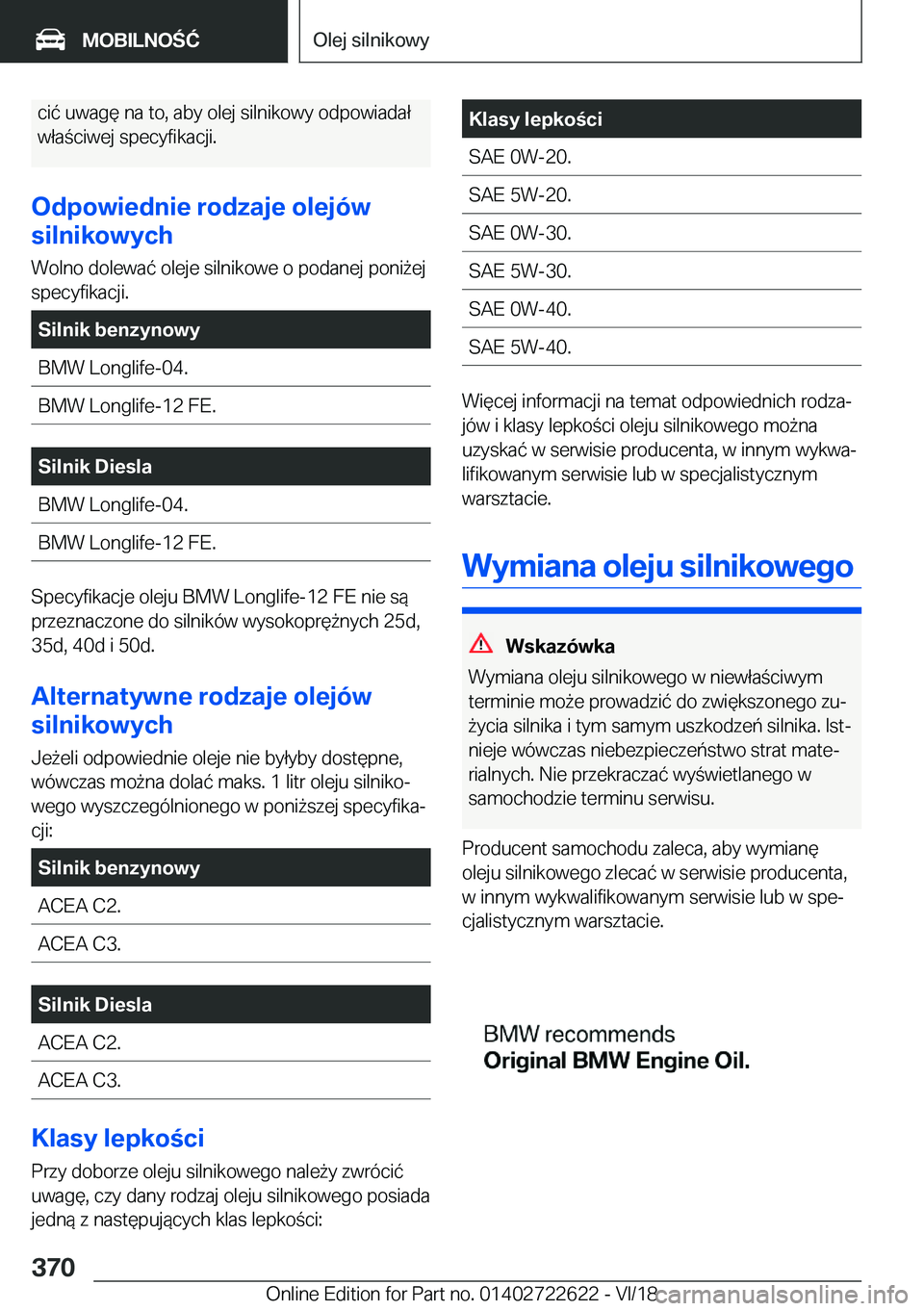 BMW 5 SERIES 2019  Instrukcja obsługi (in Polish) �c�i�