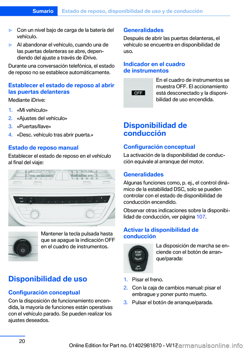 BMW 5 SERIES 2018  Manuales de Empleo (in Spanish) 'y�C�o�n� �u�n� �n�i�v�e�l� �b�a�j�o� �d�e� �c�a�r�g�a� �d�e� �l�a� �b�a�t�e�r�