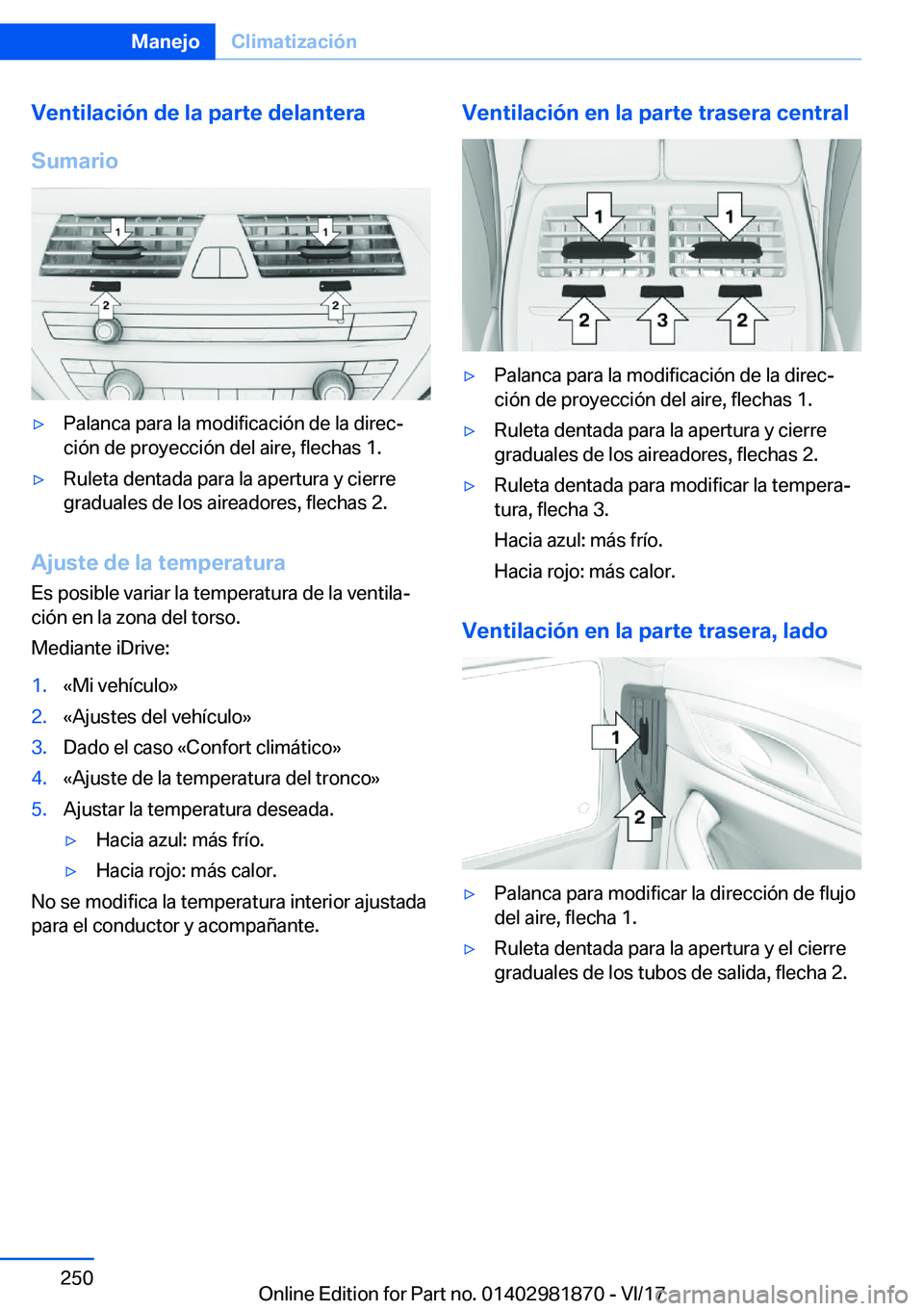 BMW 5 SERIES 2018  Manuales de Empleo (in Spanish) �V�e�n�t�i�l�a�c�i�