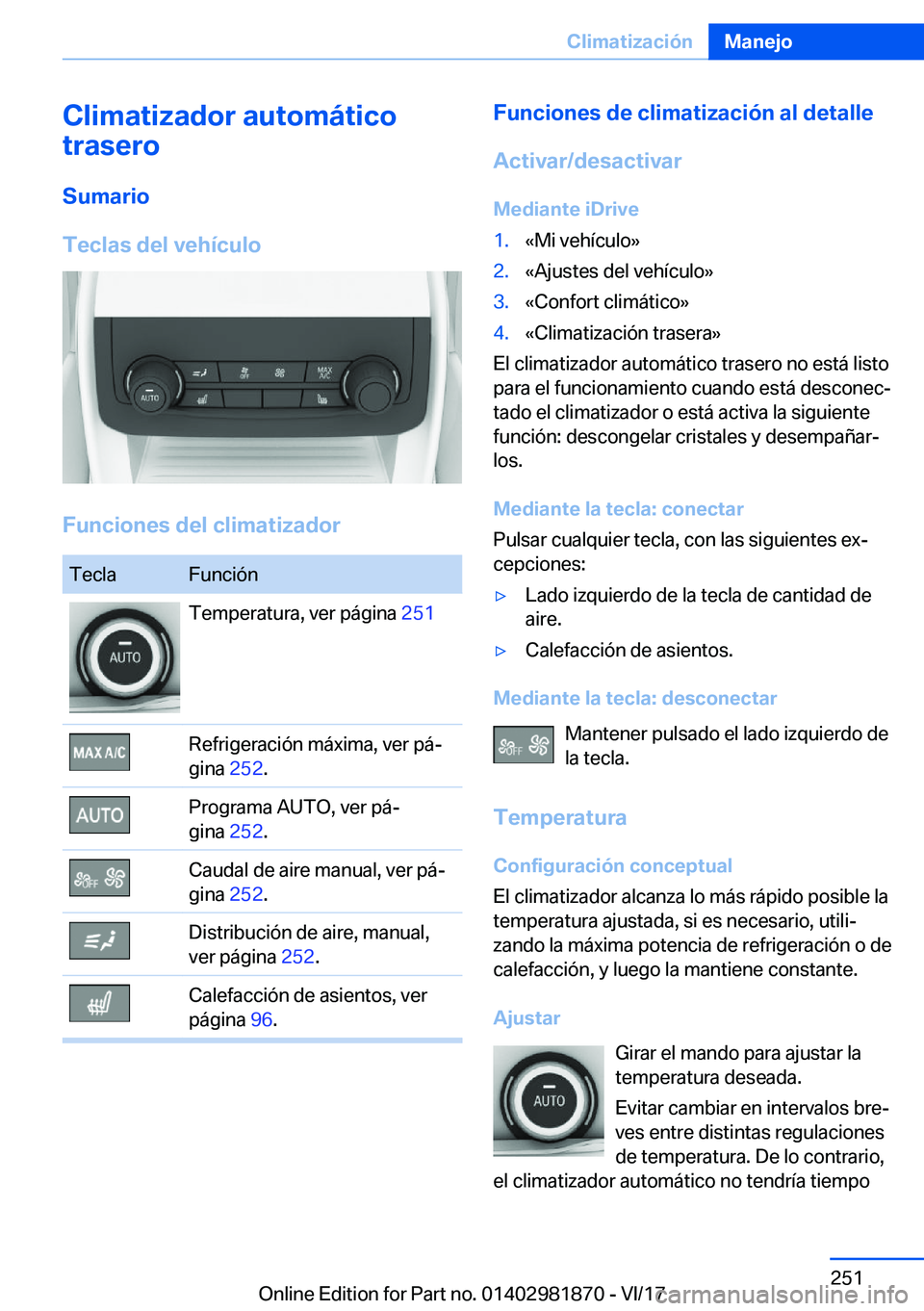 BMW 5 SERIES 2018  Manuales de Empleo (in Spanish) �C�l�i�m�a�t�i�z�a�d�o�r��a�u�t�o�m�