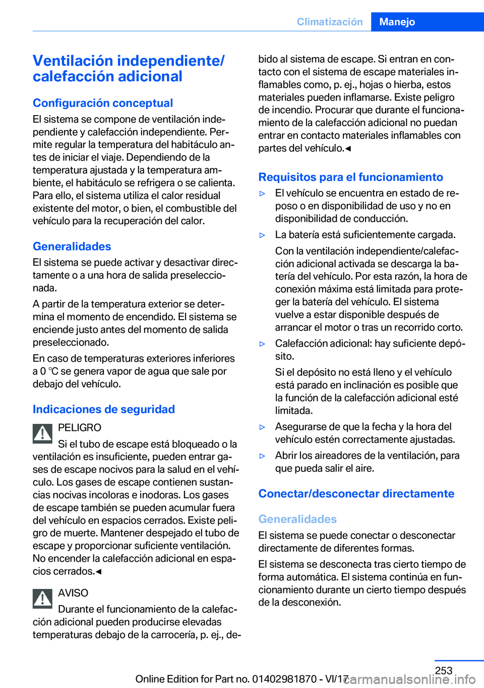 BMW 5 SERIES 2018  Manuales de Empleo (in Spanish) �V�e�n�t�i�l�a�c�i�