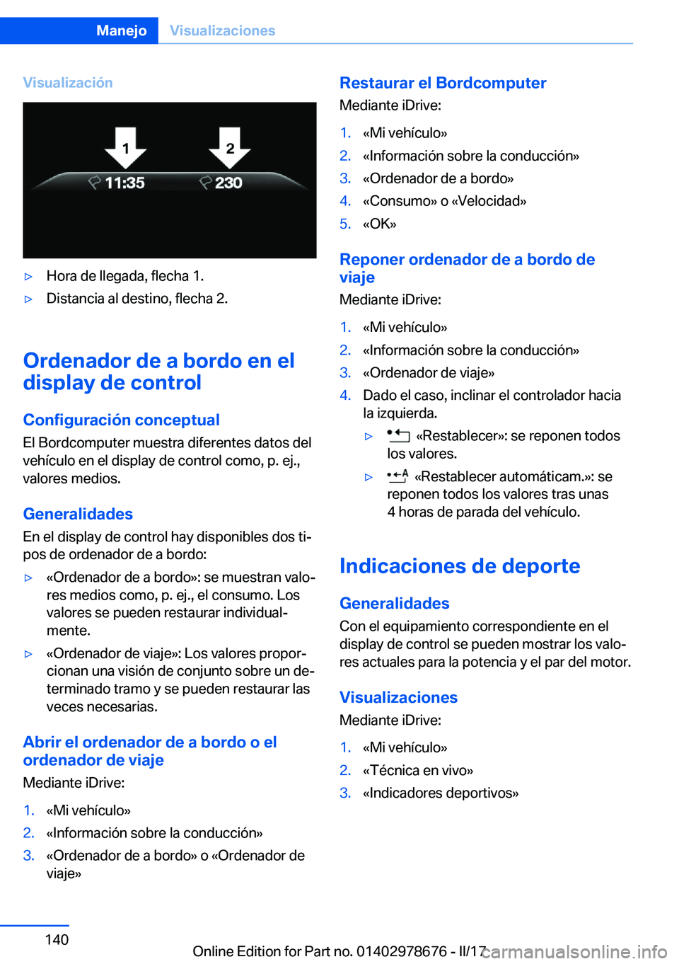 BMW 5 SERIES 2017  Manuales de Empleo (in Spanish) �V�i�s�u�a�l�i�z�a�c�i�