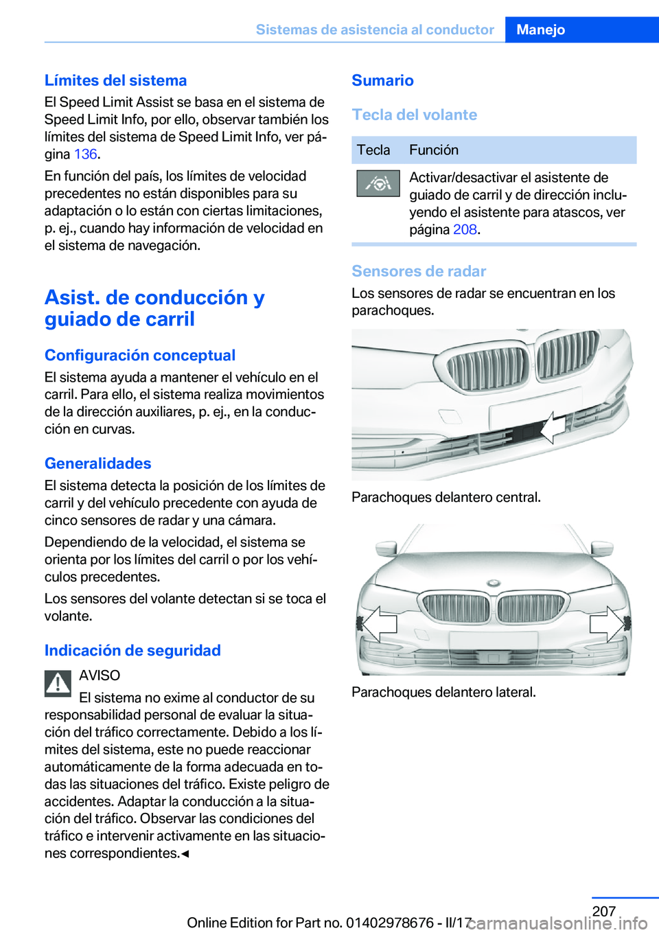 BMW 5 SERIES 2017  Manuales de Empleo (in Spanish) �L�