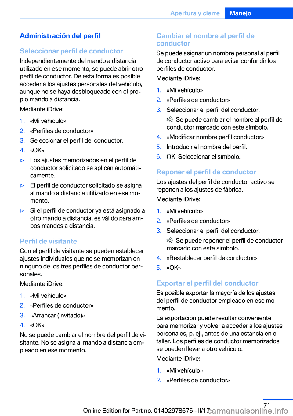 BMW 5 SERIES 2017  Manuales de Empleo (in Spanish) �A�d�m�i�n�i�s�t�r�a�c�i�