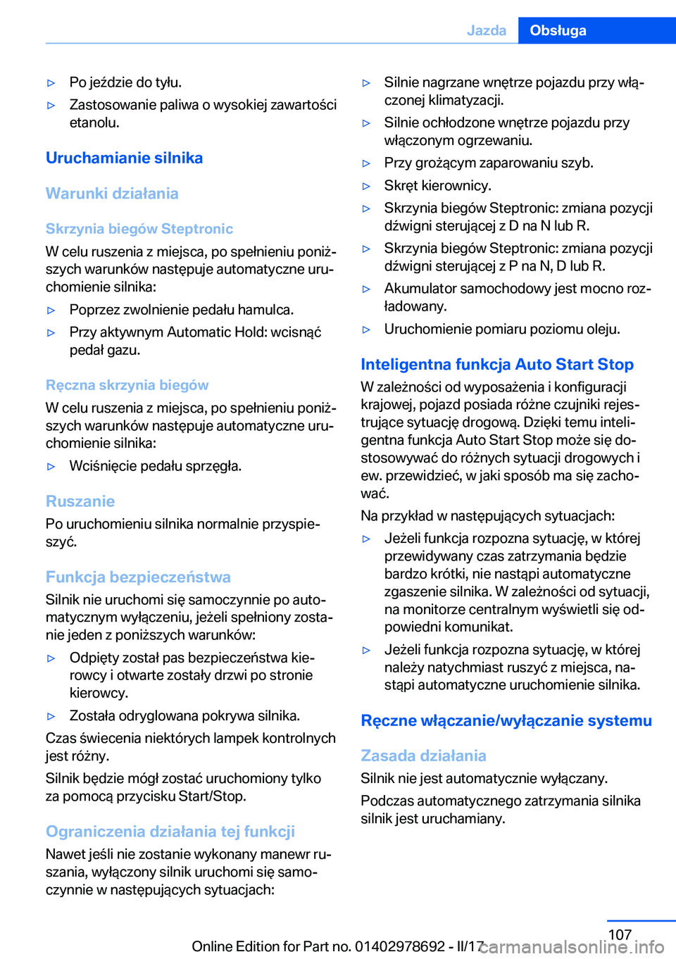 BMW 5 SERIES 2017  Instrukcja obsługi (in Polish) 'y�P�o� �j�e 7�d�z�i�e� �d�o� �t�y�ł�u�.'y�Z�a�s�t�o�s�o�w�a�n�i�e� �p�a�l�i�w�a� �o� �w�y�s�o�k�i�e�j� �z�a�w�a�r�t�o �c�i
�e�t�a�n�o�l�u�.
�U�r�u�c�h�a�m�i�a�n�i�e��s�i�l�n�i�k�a
�W�a�r�u