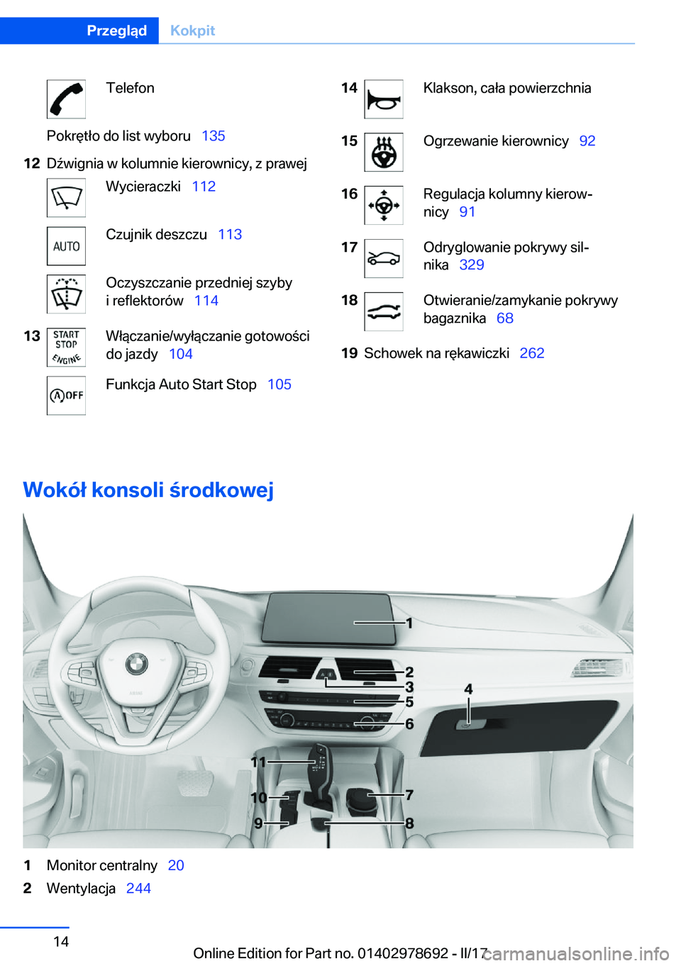 BMW 5 SERIES 2017  Instrukcja obsługi (in Polish) �T�e�l�e�f�o�n�P�o�k�r�