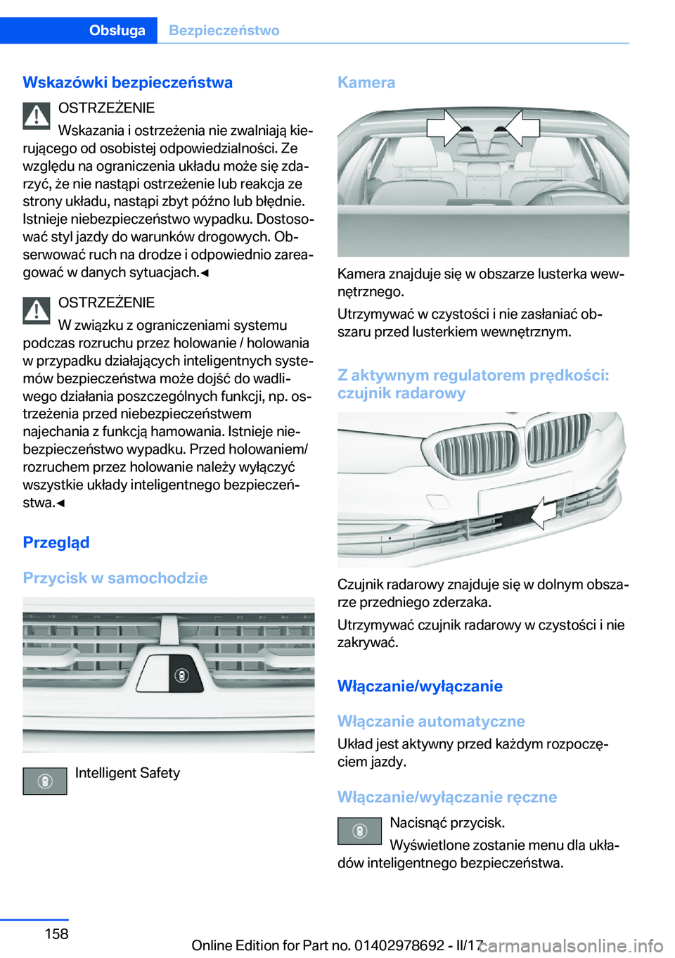 BMW 5 SERIES 2017  Instrukcja obsługi (in Polish) �W�s�k�a�z�