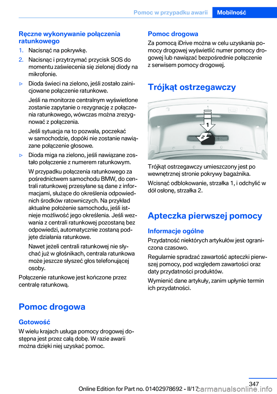 BMW 5 SERIES 2017  Instrukcja obsługi (in Polish) �R�
