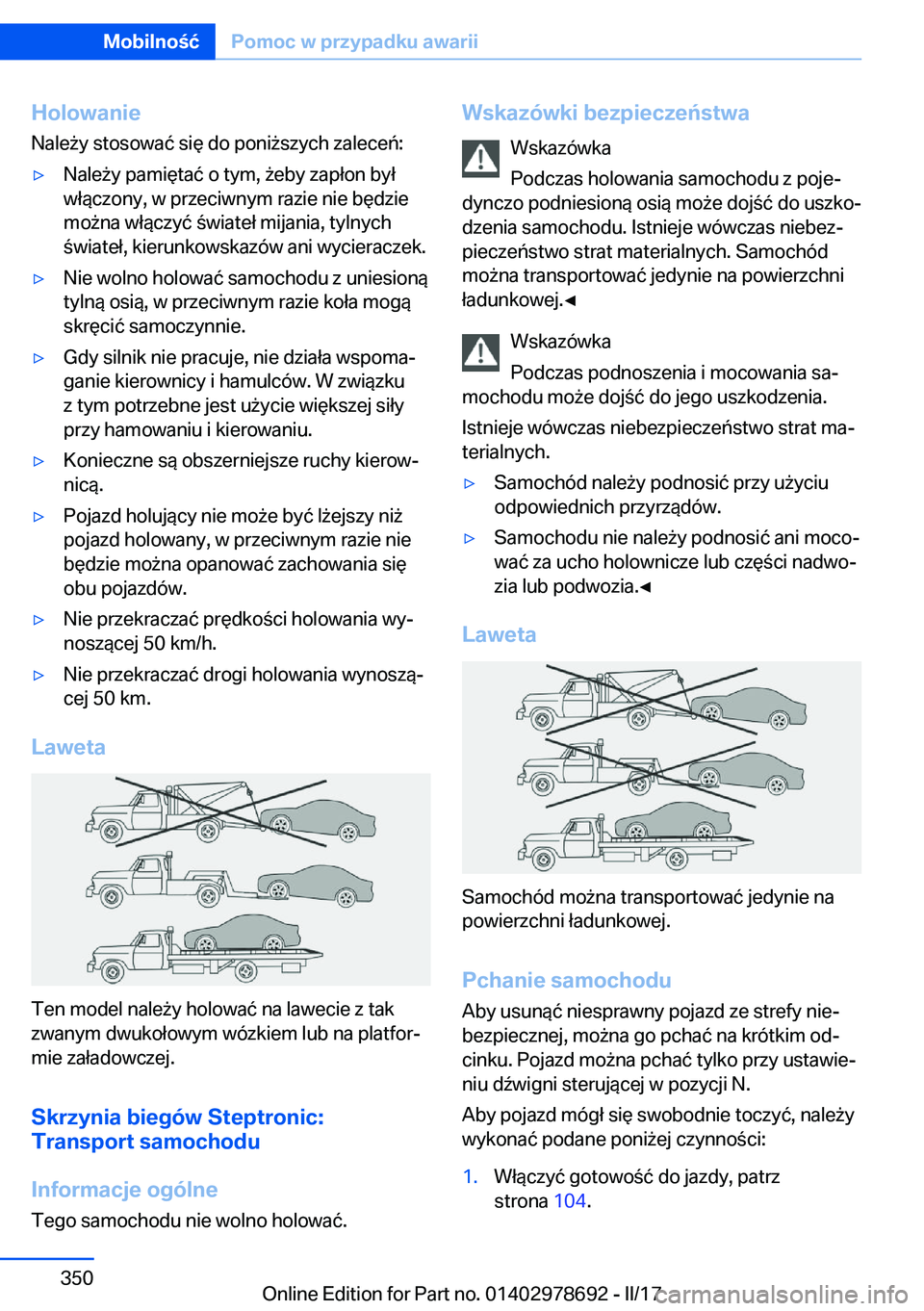 BMW 5 SERIES 2017  Instrukcja obsługi (in Polish) �H�o�l�o�w�a�n�i�e�N�a�l�e 9�y� �s�t�o�s�o�w�a�