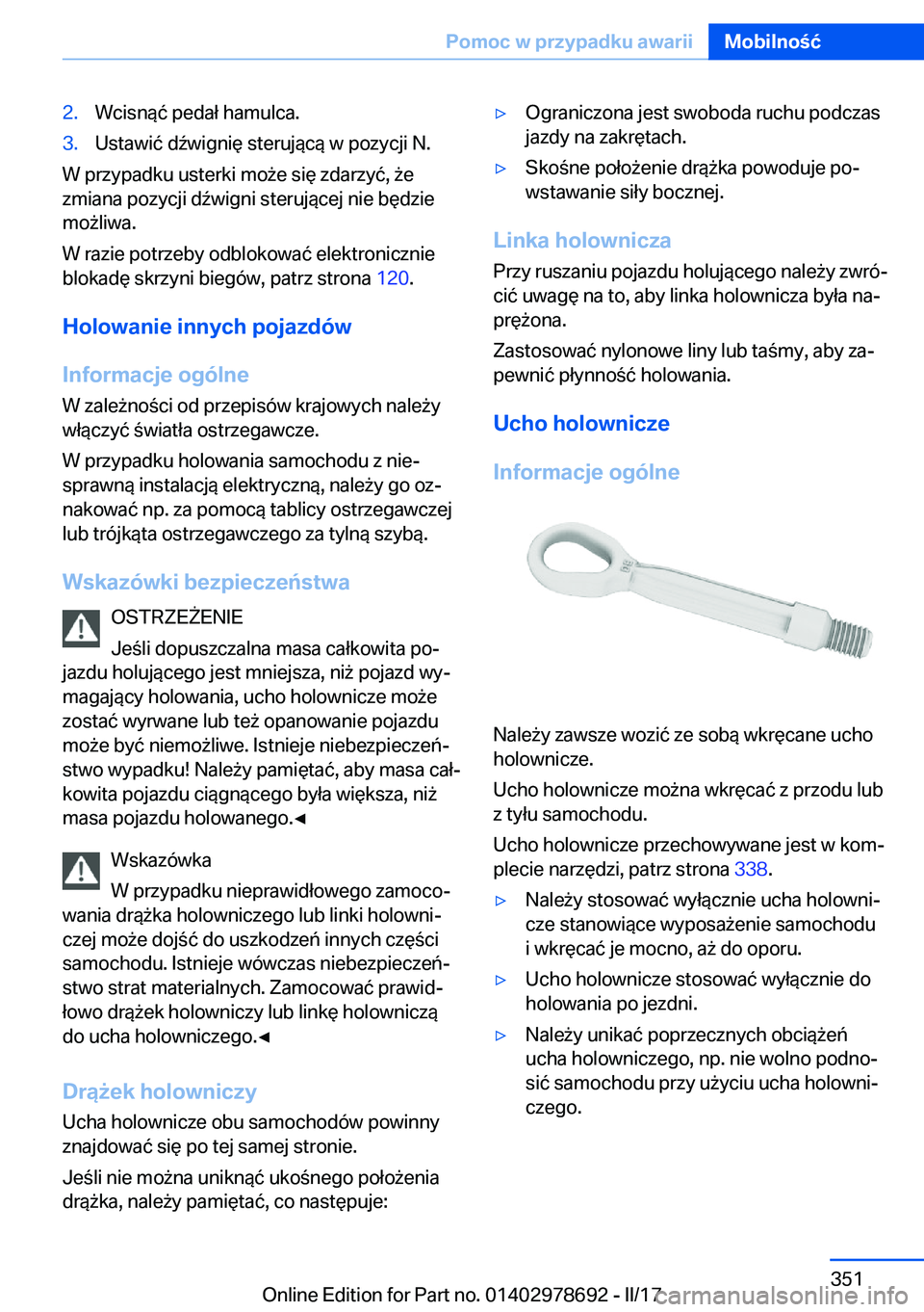 BMW 5 SERIES 2017  Instrukcja obsługi (in Polish) �2�.�W�c�i�s�n�