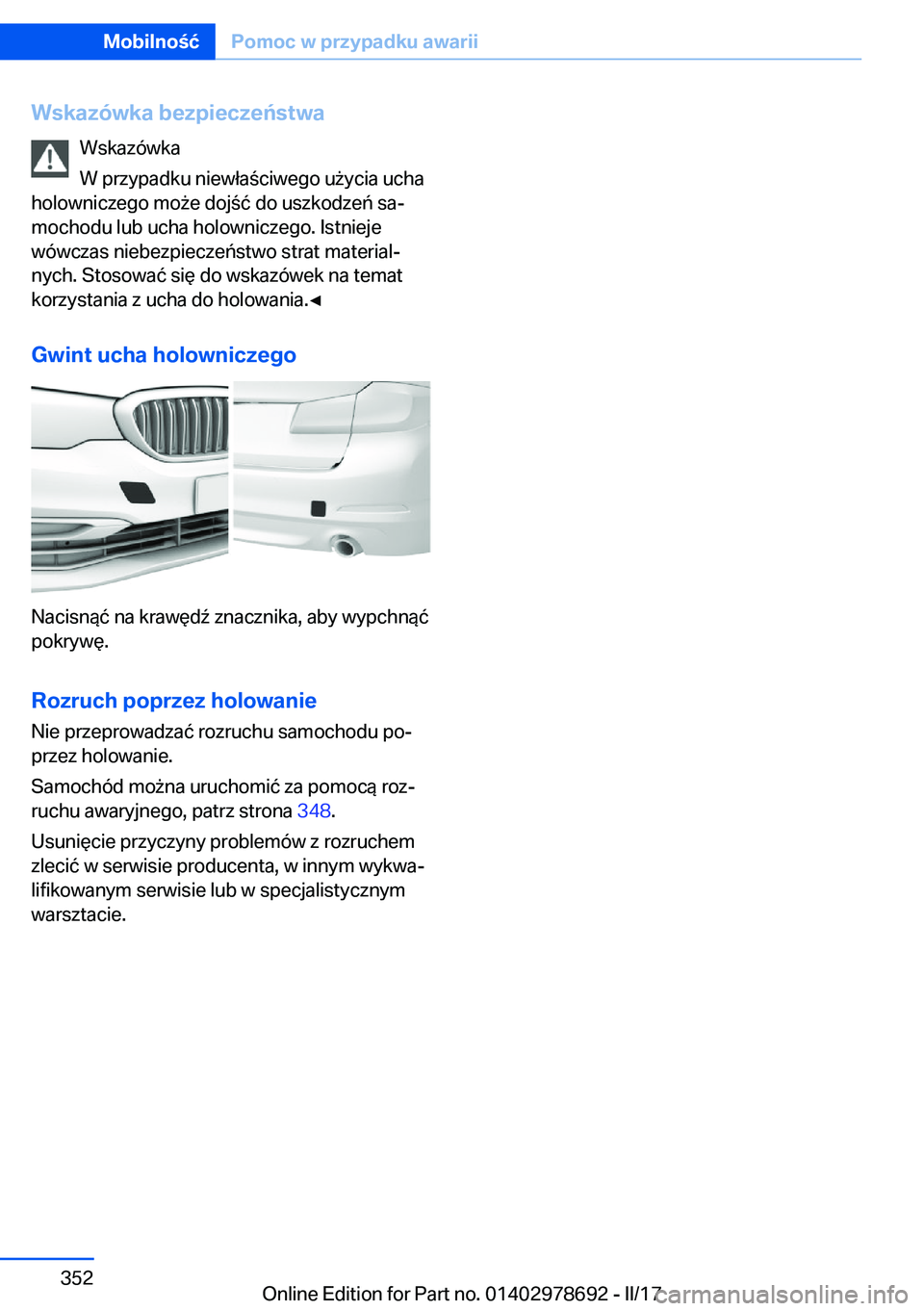 BMW 5 SERIES 2017  Instrukcja obsługi (in Polish) �W�s�k�a�z�