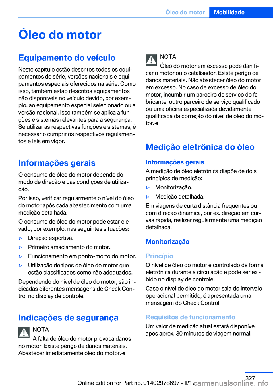 BMW 5 SERIES 2017  Manual do condutor (in Portuguese) �