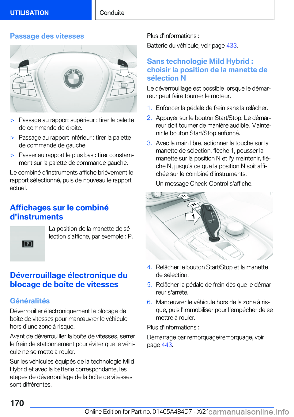 BMW 7 SERIES 2022  Notices Demploi (in French) �P�a�s�s�a�g�e��d�e�s��v�i�t�e�s�s�e�s'x�P�a�s�s�a�g�e��a�u��r�a�p�p�o�r�t��s�u�p�é�r�i�e�u�r��:��t�i�r�e�r��l�a��p�a�l�e�t�t�e�d�e��c�o�m�m�a�n�d�e��d�e��d�r�o�i�t�e�.'x�P�a�s�s�