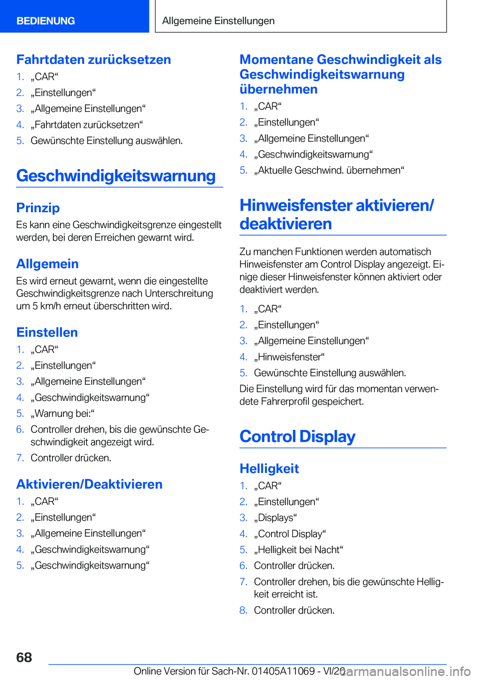 BMW 7 SERIES 2021  Betriebsanleitungen (in German) �F�a�h�r�t�d�a�t�e�n��z�u�r�