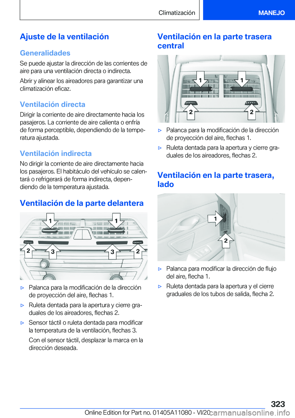 BMW 7 SERIES 2021  Manuales de Empleo (in Spanish) �A�j�u�s�t�e��d�e��l�a��v�e�n�t�i�l�a�c�i�