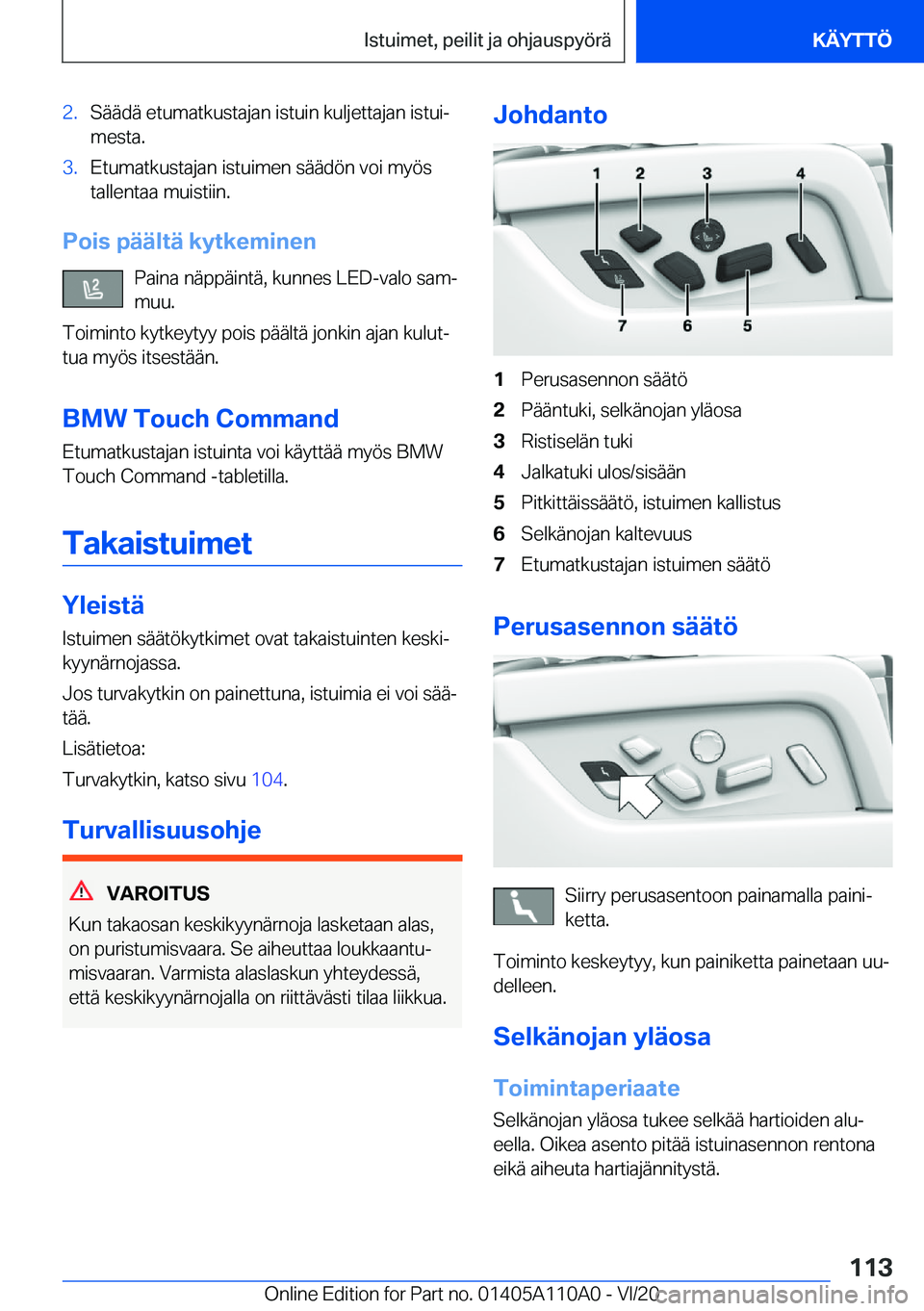 BMW 7 SERIES 2021  Omistajan Käsikirja (in Finnish) �2�.�S�