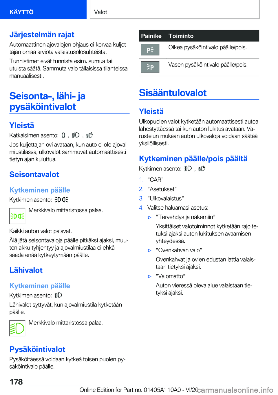 BMW 7 SERIES 2021  Omistajan Käsikirja (in Finnish) �J�