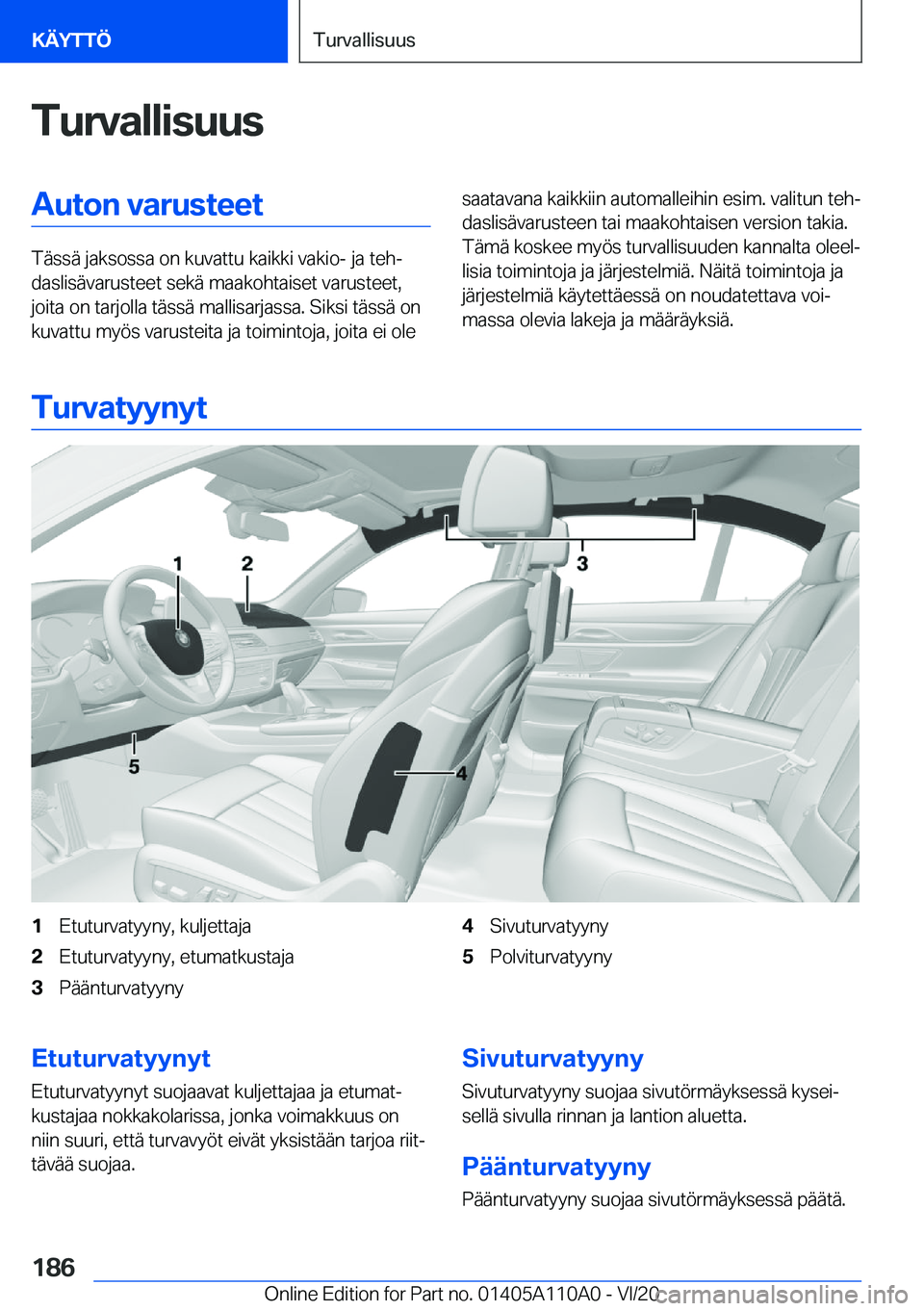 BMW 7 SERIES 2021  Omistajan Käsikirja (in Finnish) �T�u�r�v�a�l�l�i�s�u�u�s�A�u�t�o�n��v�a�r�u�s�t�e�e�t
�T�