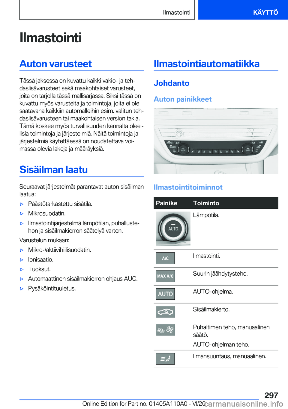 BMW 7 SERIES 2021  Omistajan Käsikirja (in Finnish) �I�l�m�a�s�t�o�i�n�t�i�A�u�t�o�n��v�a�r�u�s�t�e�e�t
�T�