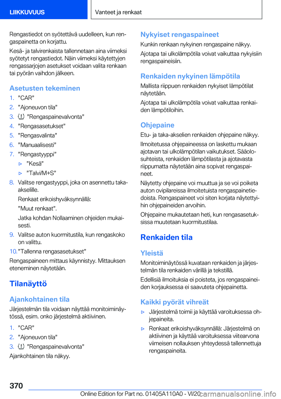 BMW 7 SERIES 2021  Omistajan Käsikirja (in Finnish) �R�e�n�g�a�s�t�i�e�d�o�t��o�n��s�y�
