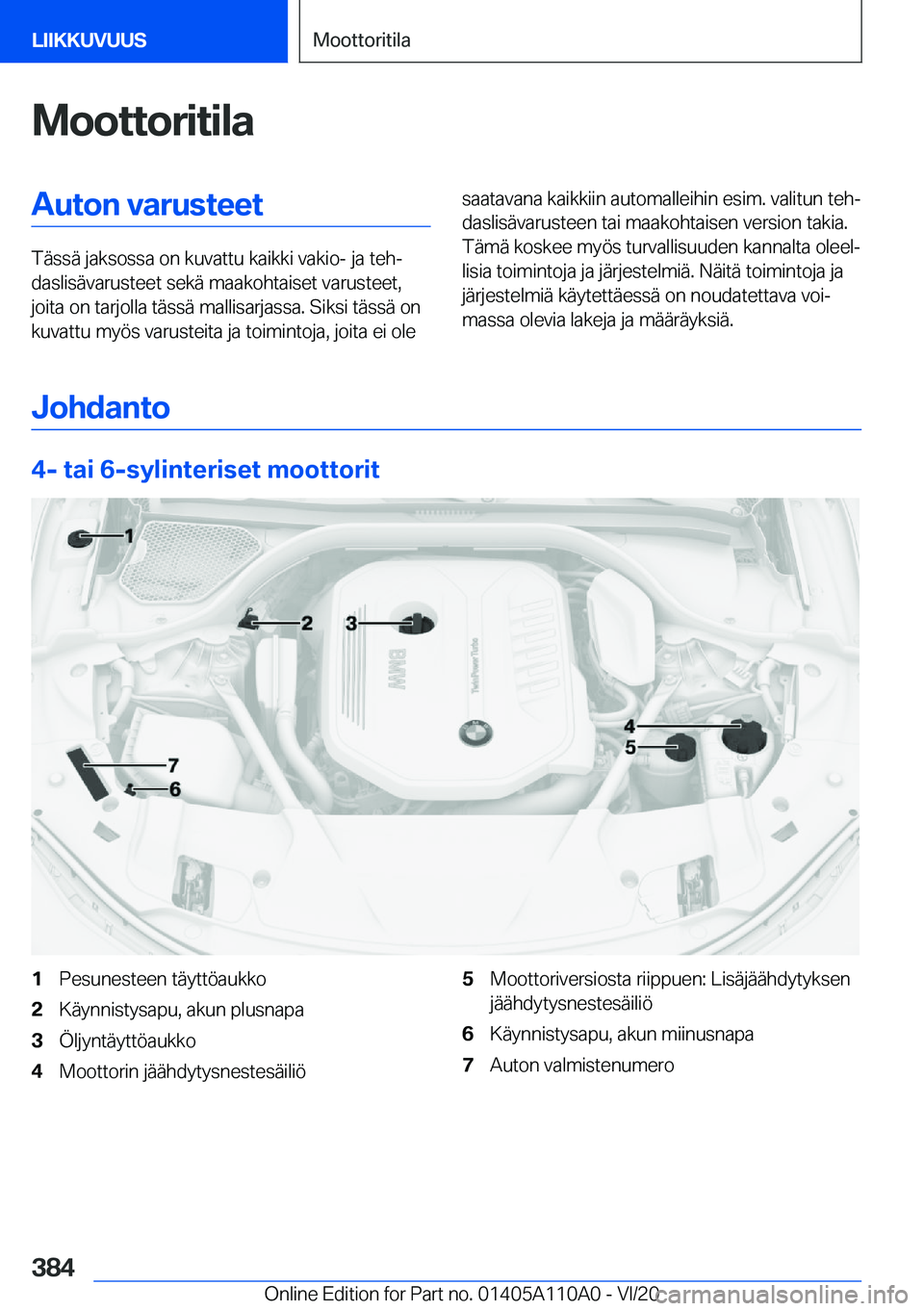 BMW 7 SERIES 2021  Omistajan Käsikirja (in Finnish) �M�o�o�t�t�o�r�i�t�i�l�a�A�u�t�o�n��v�a�r�u�s�t�e�e�t
�T�