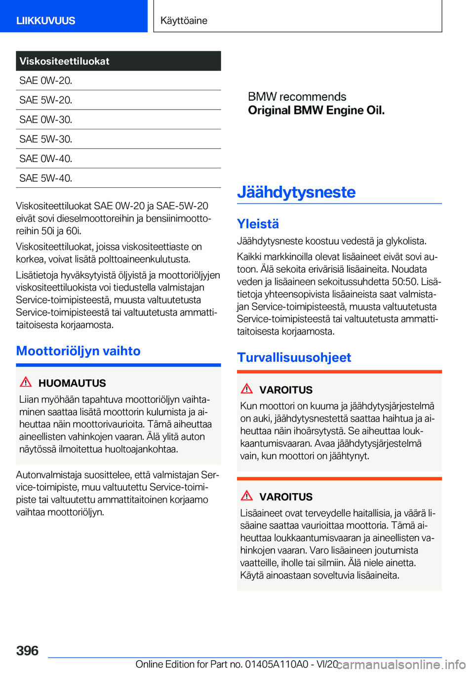 BMW 7 SERIES 2021  Omistajan Käsikirja (in Finnish) �V�i�s�k�o�s�i�t�e�e�t�t�i�l�u�o�k�a�t�S�A�E��0�W�-�2�0�.�S�A�E��5�W�-�2�0�.�S�A�E��0�W�-�3�0�.�S�A�E��5�W�-�3�0�.�S�A�E��0�W�-�4�0�.�S�A�E��5�W�-�4�0�.
�V�i�s�k�o�s�i�t�e�e�t�t�i�l�u�o�k�a�t��