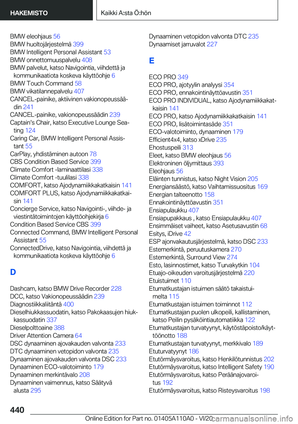BMW 7 SERIES 2021  Omistajan Käsikirja (in Finnish) �B�M�W��e�l�e�o�h�j�a�u�s��5�6�
�B�M�W��h�u�o�l�t�o�j�