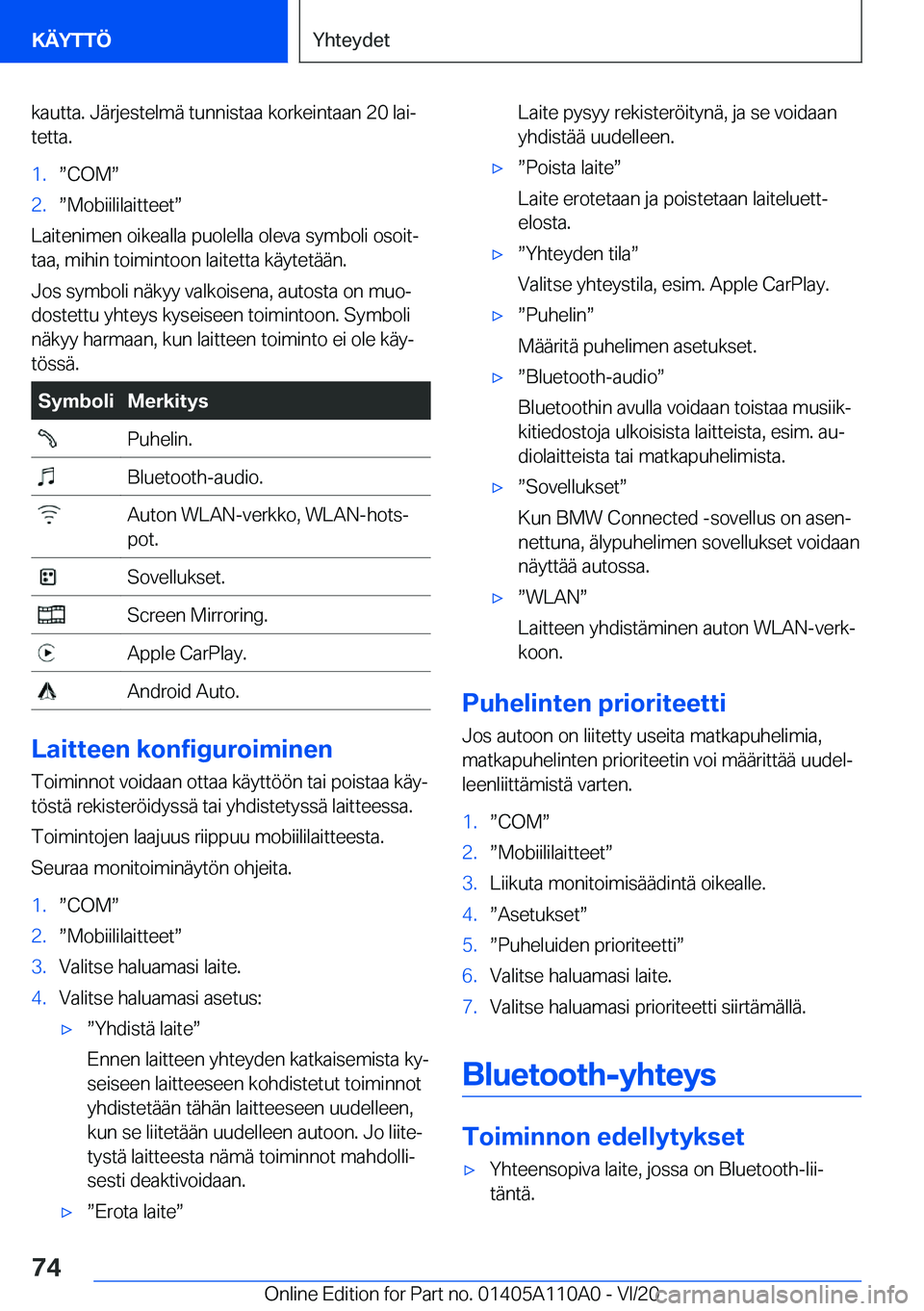 BMW 7 SERIES 2021  Omistajan Käsikirja (in Finnish) �k�a�u�t�t�a�.��J�