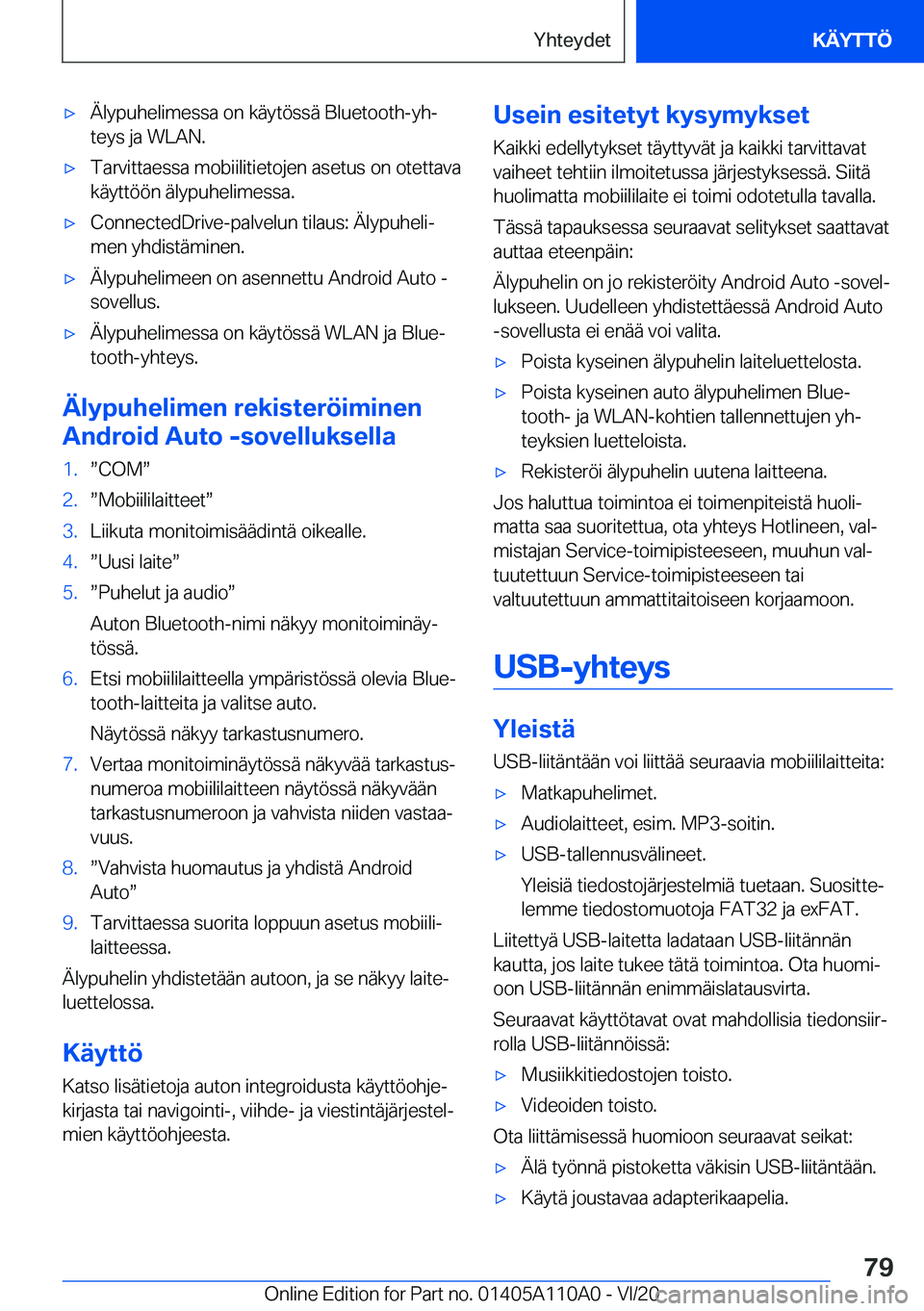 BMW 7 SERIES 2021  Omistajan Käsikirja (in Finnish) 'x�