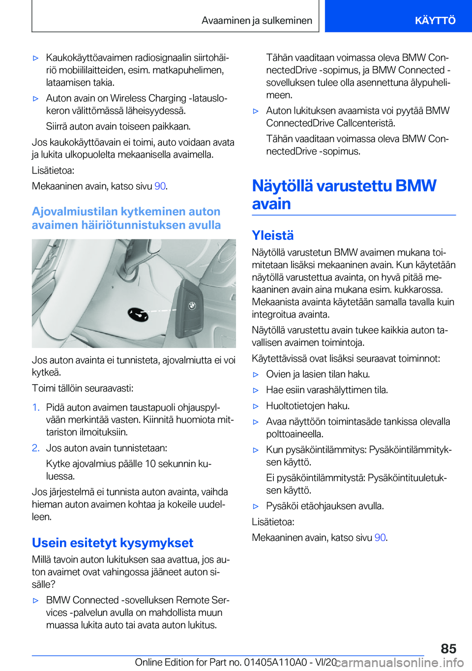 BMW 7 SERIES 2021  Omistajan Käsikirja (in Finnish) 'x�K�a�u�k�o�k�