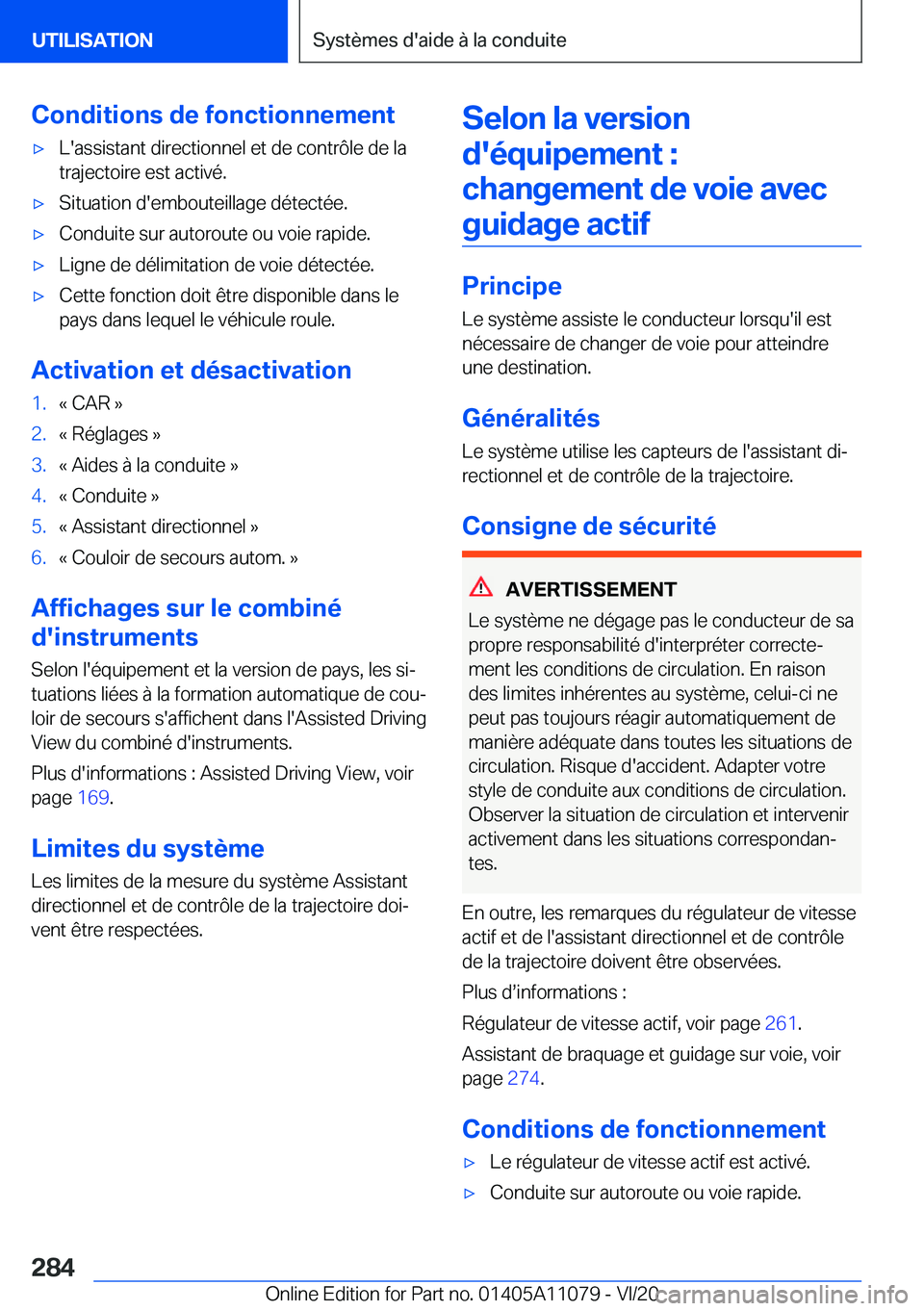 BMW 7 SERIES 2021  Notices Demploi (in French) �C�o�n�d�i�t�i�o�n�s��d�e��f�o�n�c�t�i�o�n�n�e�m�e�n�t'x�L�'�a�s�s�i�s�t�a�n�t��d�i�r�e�c�t�i�o�n�n�e�l��e�t��d�e��c�o�n�t�r�