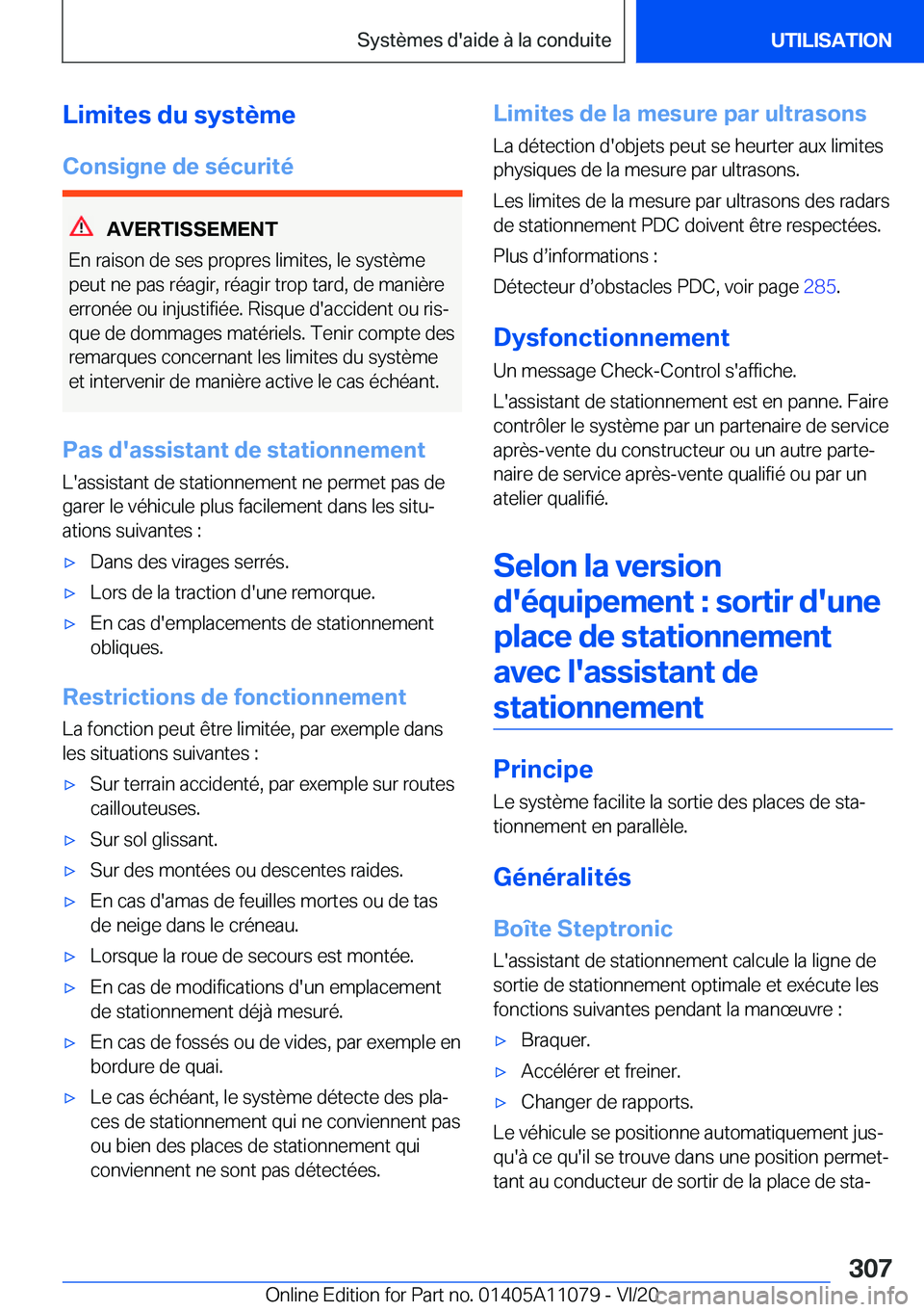 BMW 7 SERIES 2021  Notices Demploi (in French) �L�i�m�i�t�e�s��d�u��s�y�s�t�è�m�e
�C�o�n�s�i�g�n�e��d�e��s�é�c�u�r�i�t�é
�A�V�E�R�T�I�S�S�E�M�E�N�T
�E�n��r�a�i�s�o�n��d�e��s�e�s��p�r�o�p�r�e�s��l�i�m�i�t�e�s�,��l�e��s�y�s�t�è�m�e
�p