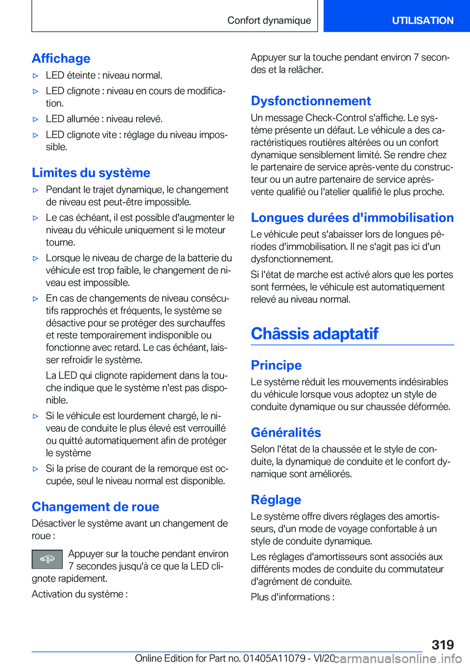 BMW 7 SERIES 2021  Notices Demploi (in French) �A�f�f�i�c�h�a�g�e'x�L�E�D��é�t�e�i�n�t�e��:��n�i�v�e�a�u��n�o�r�m�a�l�.'x�L�E�D��c�l�i�g�n�o�t�e��:��n�i�v�e�a�u��e�n��c�o�u�r�s��d�e��m�o�d�i�f�i�c�aj�t�i�o�n�.'x�L�E�D��a�