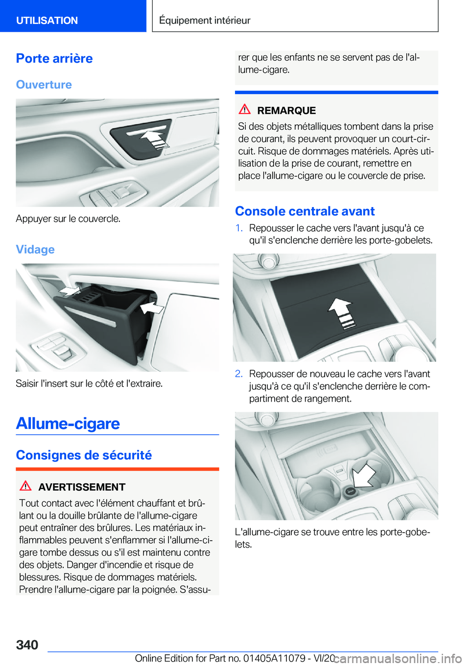 BMW 7 SERIES 2021  Notices Demploi (in French) �P�o�r�t�e��a�r�r�i�è�r�e
�O�u�v�e�r�t�u�r�e
�A�p�p�u�y�e�r��s�u�r��l�e��c�o�u�v�e�r�c�l�e�.
�V�i�d�a�g�e
�S�a�i�s�i�r��l�'�i�n�s�e�r�t��s�u�r��l�e��c�