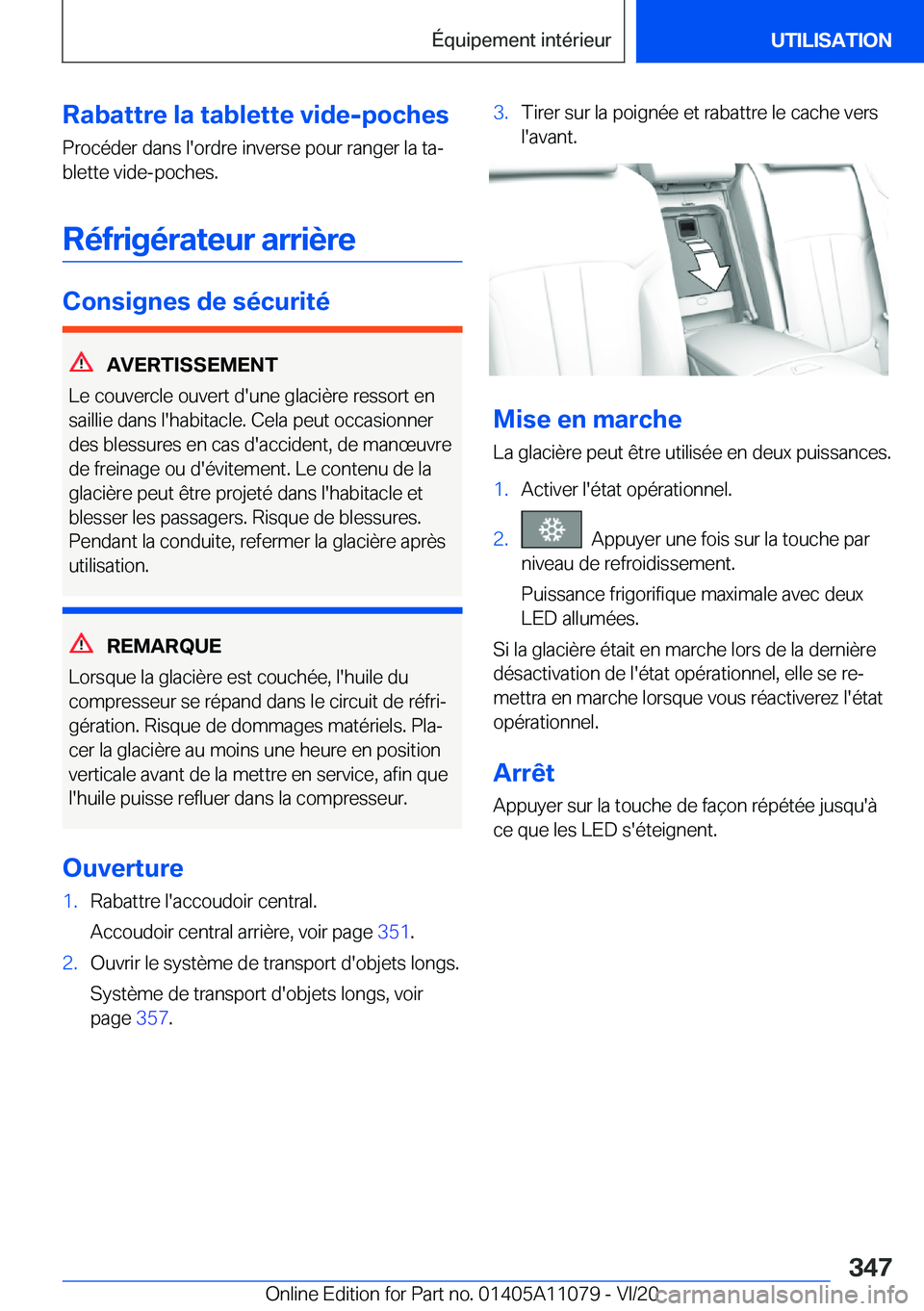 BMW 7 SERIES 2021  Notices Demploi (in French) �R�a�b�a�t�t�r�e��l�a��t�a�b�l�e�t�t�e��v�i�d�e�-�p�o�c�h�e�s�P�r�o�c�é�d�e�r��d�a�n�s��l�'�o�r�d�r�e��i�n�v�e�r�s�e��p�o�u�r��r�a�n�g�e�r��l�a��t�aj
�b�l�e�t�t�e��v�i�d�e�-�p�o�c�h�e