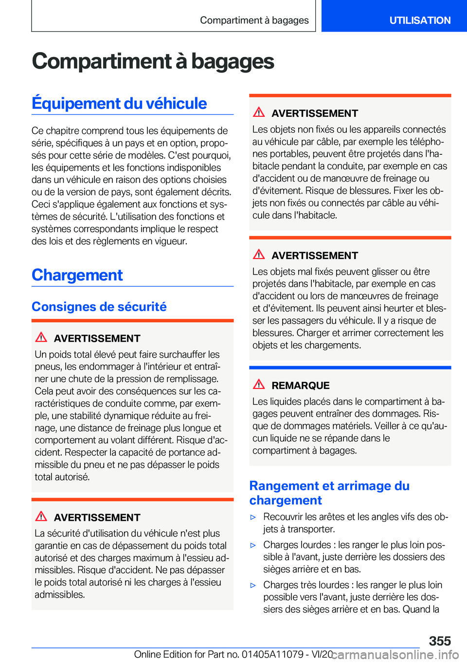 BMW 7 SERIES 2021  Notices Demploi (in French) �C�o�m�p�a�r�t�i�m�e�n�t��
