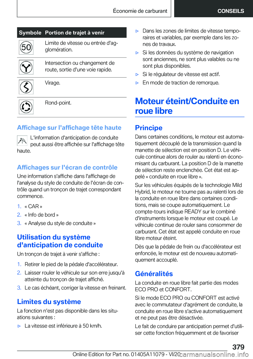 BMW 7 SERIES 2021  Notices Demploi (in French) �S�y�m�b�o�l�e�P�o�r�t�i�o�n��d�e��t�r�a�j�e�t��