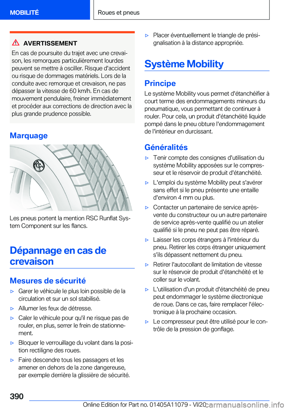 BMW 7 SERIES 2021  Notices Demploi (in French) �A�V�E�R�T�I�S�S�E�M�E�N�T
�E�n��c�a�s��d�e��p�o�u�r�s�u�i�t�e��d�u��t�r�a�j�e�t��a�v�e�c��u�n�e��c�r�e�v�a�ij
�s�o�n�,��l�e�s��r�e�m�o�r�q�u�e�s��p�a�r�t�i�c�u�l�i�è�r�e�m�e�n�t��l�o�u�