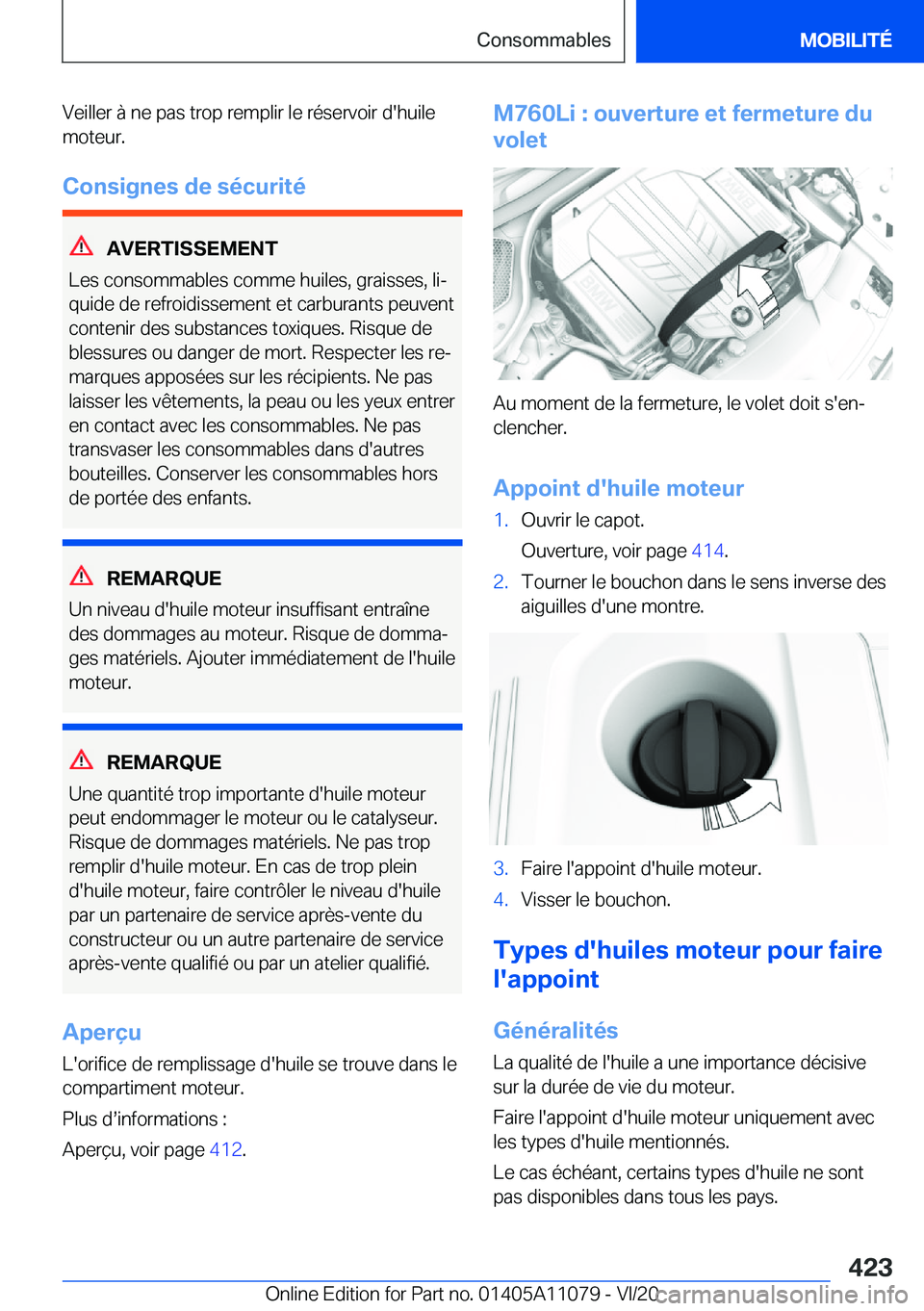 BMW 7 SERIES 2021  Notices Demploi (in French) �V�e�i�l�l�e�r��