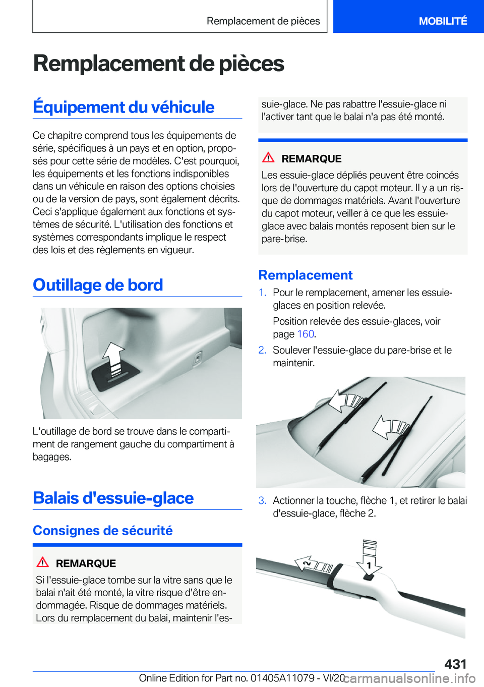 BMW 7 SERIES 2021  Notices Demploi (in French) �R�e�m�p�l�a�c�e�m�e�n�t��d�e��p�i�è�c�e�s�É�q�u�i�p�e�m�e�n�t��d�u��v�é�h�i�c�u�l�e
�C�e��c�h�a�p�i�t�r�e��c�o�m�p�r�e�n�d��t�o�u�s��l�e�s��é�q�u�i�p�e�m�e�n�t�s��d�e�s�é�r�i�e�,��s�p