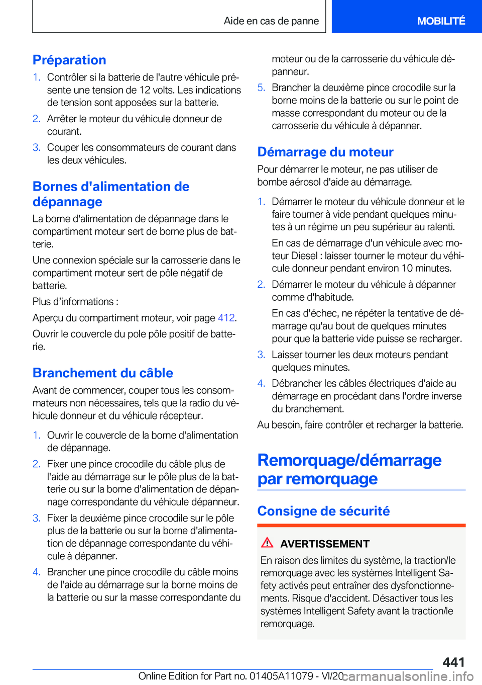 BMW 7 SERIES 2021  Notices Demploi (in French) �P�r�é�p�a�r�a�t�i�o�n�1�.�C�o�n�t�r�