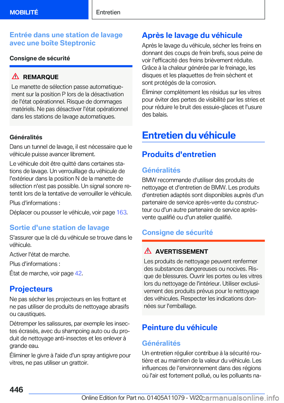 BMW 7 SERIES 2021  Notices Demploi (in French) �E�n�t�r�é�e��d�a�n�s��u�n�e��s�t�a�t�i�o�n��d�e��l�a�v�a�g�e
�a�v�e�c��u�n�e��b�o�