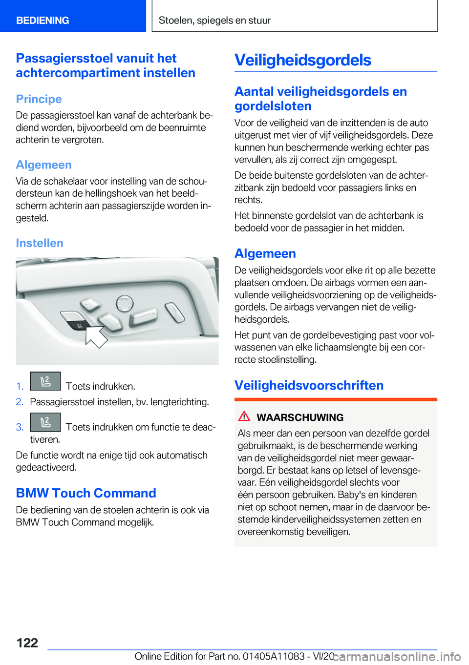 BMW 7 SERIES 2021  Instructieboekjes (in Dutch) �P�a�s�s�a�g�i�e�r�s�s�t�o�e�l��v�a�n�u�i�t��h�e�t
�a�c�h�t�e�r�c�o�m�p�a�r�t�i�m�e�n�t��i�n�s�t�e�l�l�e�n
�P�r�i�n�c�i�p�e �D�e��p�a�s�s�a�g�i�e�r�s�s�t�o�e�l��k�a�n��v�a�n�a�f��d�e��a�c�h�t�
